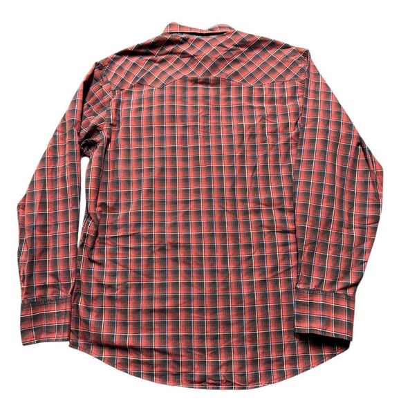Wrangler Pearl Snap Western Shirt Red/Black Plaid Large - Picture 5 of 5